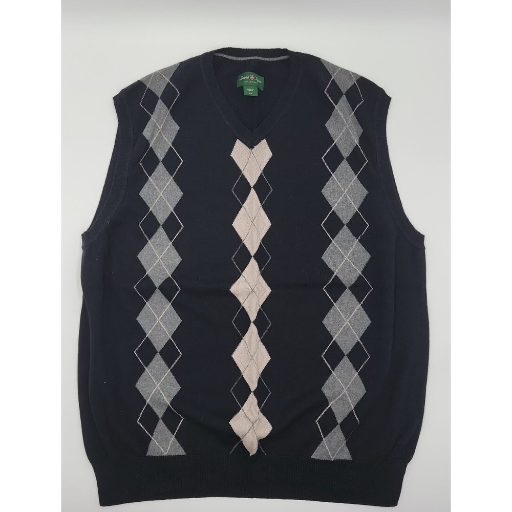David Taylor Collection Men's Size‎ Large Black V Neck Sweater Vest #C560